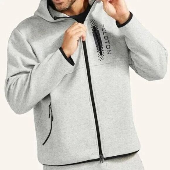 Peloton Sweatshirt Mens Large On the Go Full-Zip Hoodie Heavyweight Grey,M